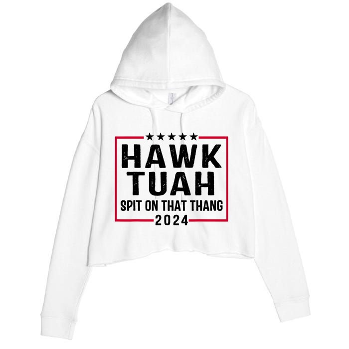 Hawk Tuah 24 Tush On That Thang Crop Fleece Hoodie