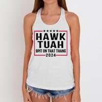 Hawk Tuah 24 Tush On That Thang Women's Knotted Racerback Tank