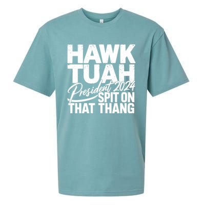 Hawk Tuah 24 Spit On That Thang Hawk Tush For President 2024 Election Parody Sueded Cloud Jersey T-Shirt