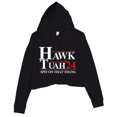 Hawk Tuah 24 Spit On That Thang Funny Saying Crop Fleece Hoodie