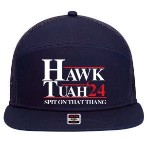 Hawk Tuah 24 Spit On That Thang Funny Saying 7 Panel Mesh Trucker Snapback Hat