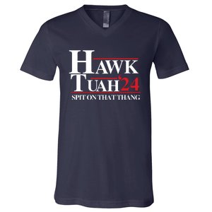 Hawk Tuah 24 Spit On That Thang Funny Saying V-Neck T-Shirt