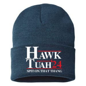 Hawk Tuah 24 Spit On That Thang Funny Saying Sustainable Knit Beanie