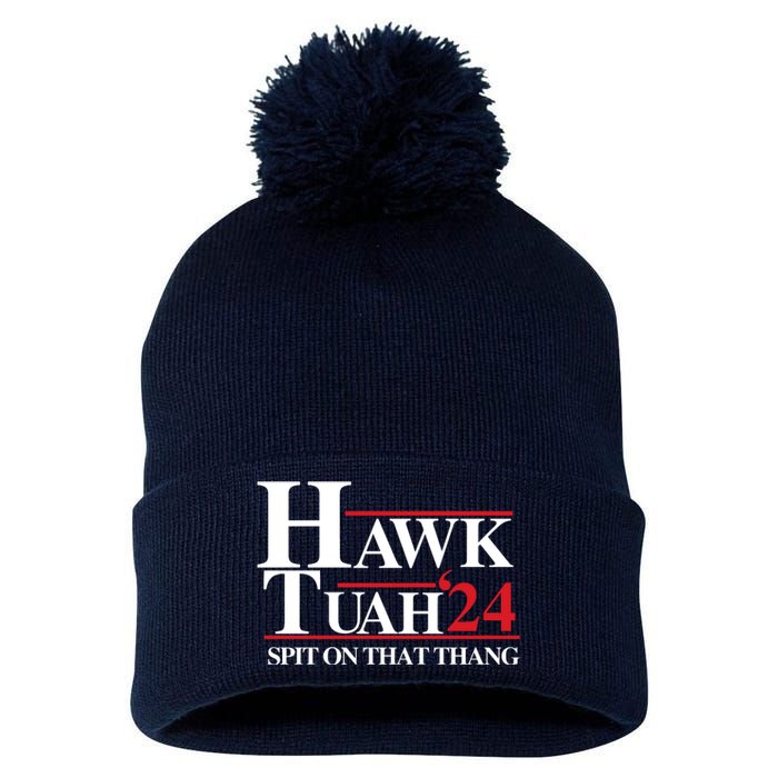 Hawk Tuah 24 Spit On That Thang Funny Saying Pom Pom 12in Knit Beanie