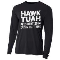 Hawk Tuah 24 Spit On That Thang Hawk Tush For President 2024 Election Parody Cooling Performance Long Sleeve Crew