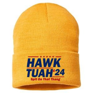 Hawk Tuah 24 Spit On That Thang Funny Saying Sustainable Knit Beanie