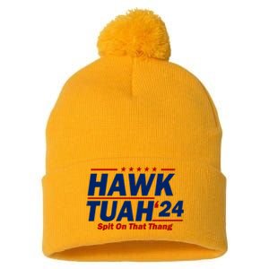 Hawk Tuah 24 Spit On That Thang Funny Saying Pom Pom 12in Knit Beanie