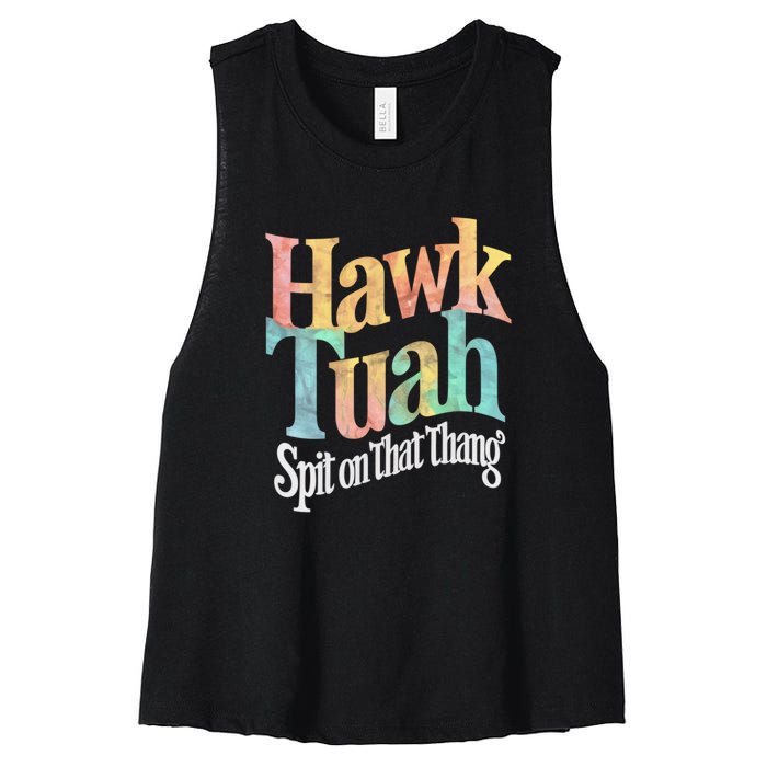 Hawk Tuah 24 Spit On That Thang Hawk Tush For President 2024 Election Parody Women's Racerback Cropped Tank