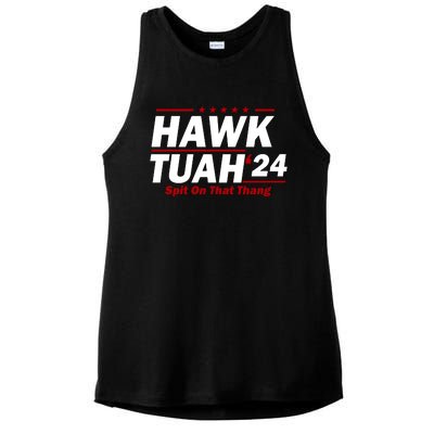 Hawk Tuah 24 Spit On That Thang Funny Saying Ladies PosiCharge Tri-Blend Wicking Tank