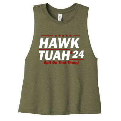 Hawk Tuah 24 Spit On That Thang Funny Saying Women's Racerback Cropped Tank