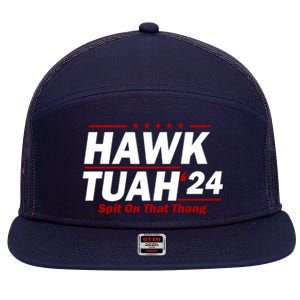 Hawk Tuah 24 Spit On That Thang Funny Saying 7 Panel Mesh Trucker Snapback Hat