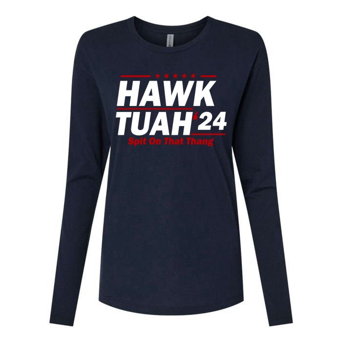 Hawk Tuah 24 Spit On That Thang Funny Saying Womens Cotton Relaxed Long Sleeve T-Shirt