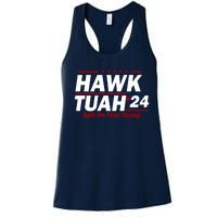 Hawk Tuah 24 Spit On That Thang Funny Saying Women's Racerback Tank