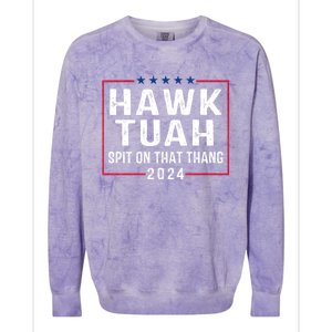 Hawk Tuah 24 Spit On That Thang Hawk Tush For President 2024 Election Parody Colorblast Crewneck Sweatshirt