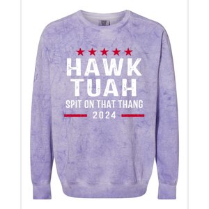 Hawk Tuah 24 Spit On That Thang Hawk Tush For President 2024 Election Parody Colorblast Crewneck Sweatshirt