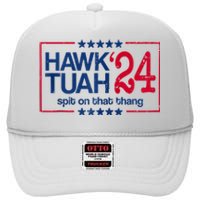 Hawk Tuah 24 Spit On That High Crown Mesh Back Trucker Hat