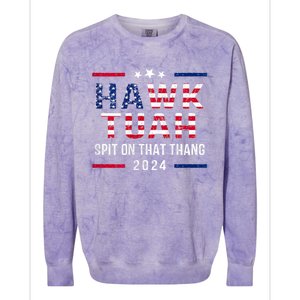 Hawk Tuah 24 Spit On That Thang Hawk Tush For President 2024 Election Parody Colorblast Crewneck Sweatshirt