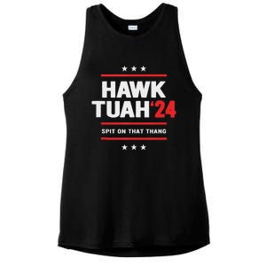 Hawk Tuah 24 Spit On That Thang Ladies PosiCharge Tri-Blend Wicking Tank