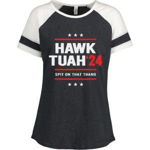 Hawk Tuah 24 Spit On That Thang Enza Ladies Jersey Colorblock Tee