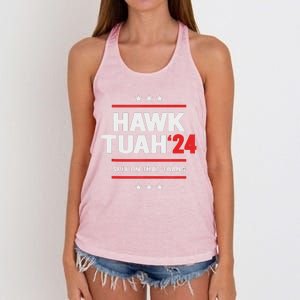 Hawk Tuah 24 Spit On That Thang Women's Knotted Racerback Tank