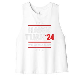 Hawk Tuah 24 Spit On That Thang Women's Racerback Cropped Tank