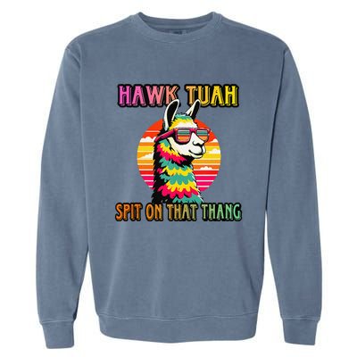 Hawk Tuah 24 Spit On That Thang Hawk Tuah 2024 Hawk Tush Garment-Dyed Sweatshirt