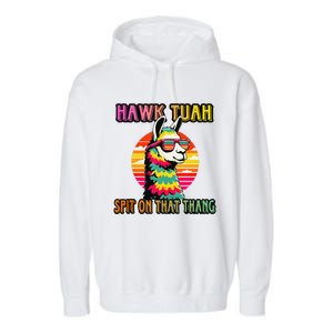 Hawk Tuah 24 Spit On That Thang Hawk Tuah 2024 Hawk Tush Garment-Dyed Fleece Hoodie