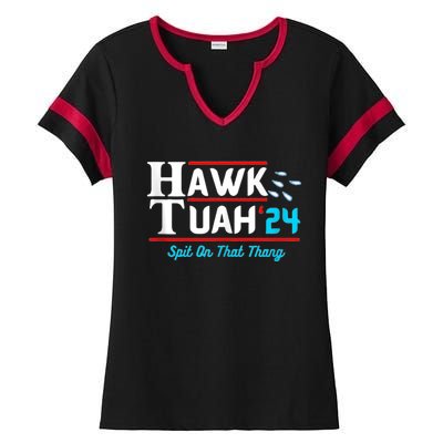 Hawk Tuah 24 Spit On That Ladies Halftime Notch Neck Tee