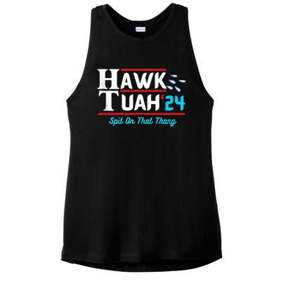 Hawk Tuah 24 Spit On That Ladies PosiCharge Tri-Blend Wicking Tank