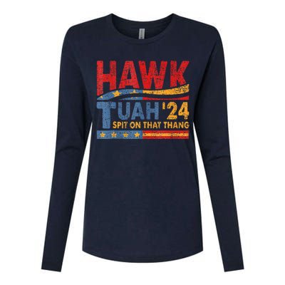 Hawk Tuah 24 Spit On That Thang Womens Cotton Relaxed Long Sleeve T-Shirt