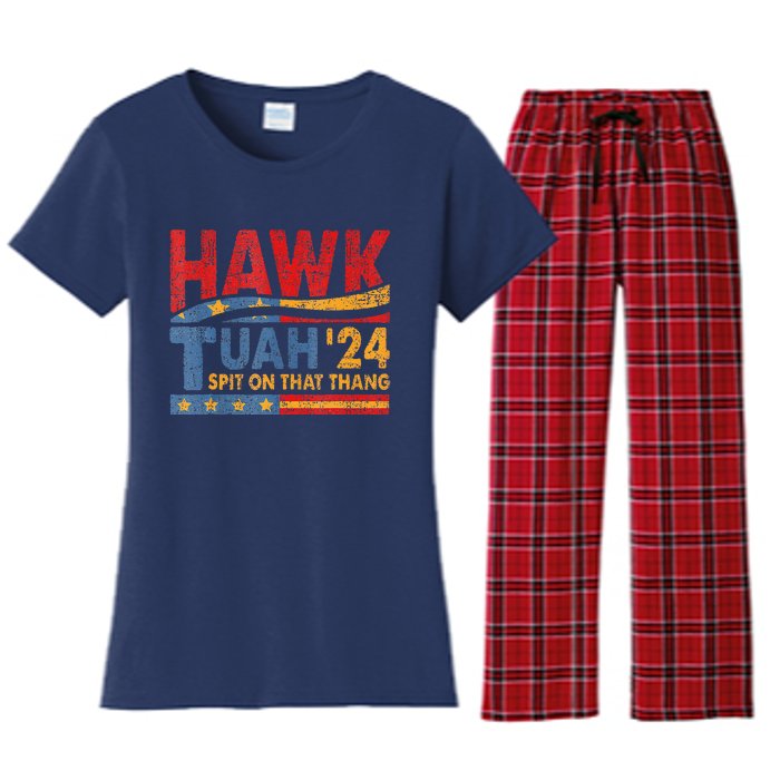 Hawk Tuah 24 Spit On That Thang Women's Flannel Pajama Set