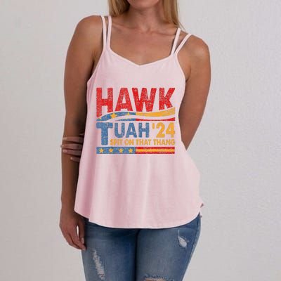 Hawk Tuah 24 Spit On That Thang Women's Strappy Tank