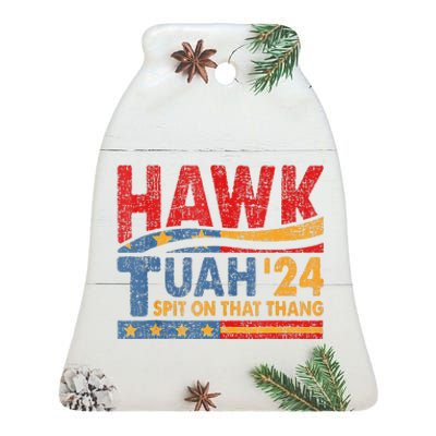 Hawk Tuah 24 Spit On That Thang Ceramic Bell Ornament