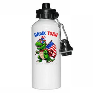 Hawk Tuah 2024 Spit On That Thang Funny Trex Dinosaur Aluminum Water Bottle 