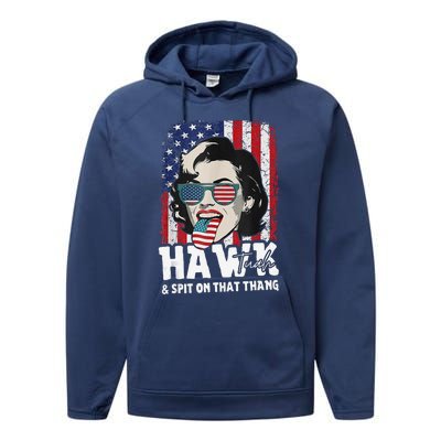 Hawk Tuah 24 Spit On That Thing Performance Fleece Hoodie