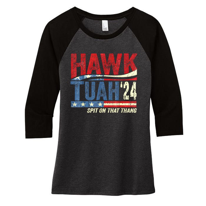 Hawk Tuah 24 Spit On That Thang Women's Tri-Blend 3/4-Sleeve Raglan Shirt