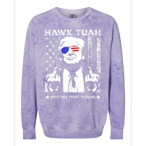 Hawk Tuah 24 Spit On That Thang Hawk Tush For President 2024 Election Parody Colorblast Crewneck Sweatshirt