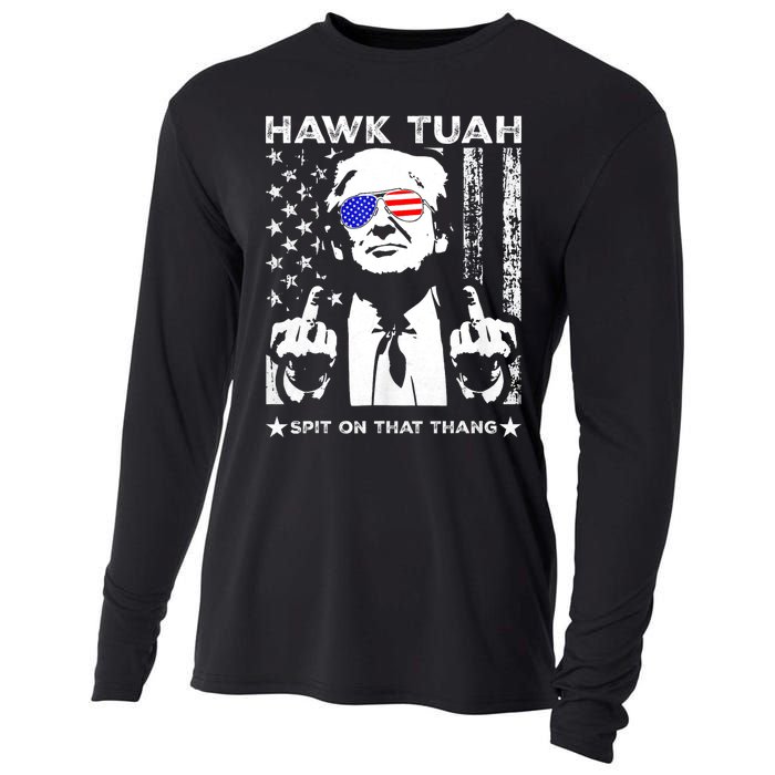 Hawk Tuah 24 Spit On That Thang Hawk Tush For President 2024 Election Parody Cooling Performance Long Sleeve Crew