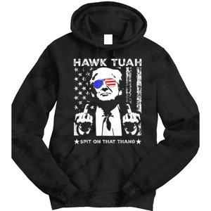 Hawk Tuah 24 Spit On That Thang Hawk Tush For President 2024 Election Parody Tie Dye Hoodie