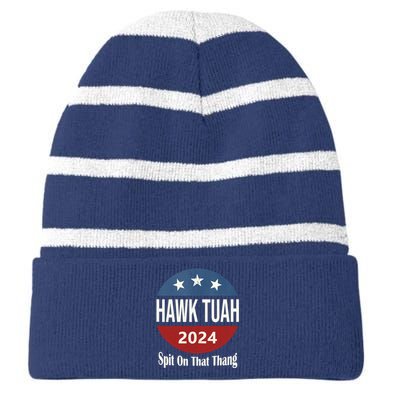 Hawk Tuah 24 Spit On That Thang Striped Beanie with Solid Band