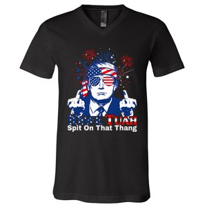 Hawk Tuah 24 Spit On That Thang Hawk Tush For President 2024 Election Parody V-Neck T-Shirt