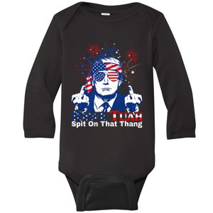 Hawk Tuah 24 Spit On That Thang Hawk Tush For President 2024 Election Parody Baby Long Sleeve Bodysuit