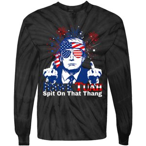 Hawk Tuah 24 Spit On That Thang Hawk Tush For President 2024 Election Parody Tie-Dye Long Sleeve Shirt