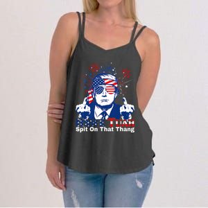 Hawk Tuah 24 Spit On That Thang Hawk Tush For President 2024 Election Parody Women's Strappy Tank