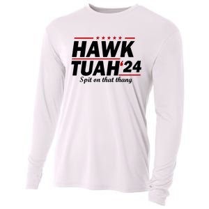 Hawk Tuah 24 Spit On That Thang Hawk Tush For President 2024 Election Parody Cooling Performance Long Sleeve Crew