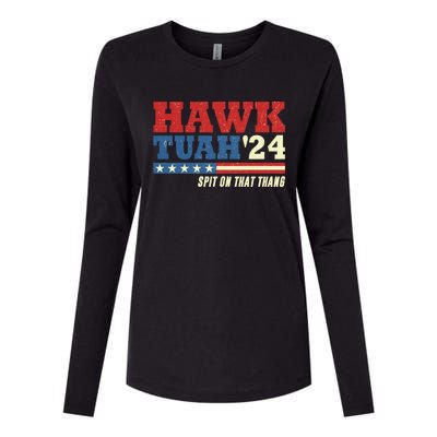 Hawk Tuah 24 Spit On That Thang Funny Saying Womens Cotton Relaxed Long Sleeve T-Shirt