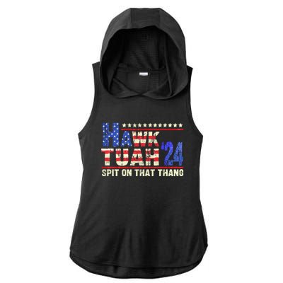 Hawk Tuah 24 Spit On That Thang Funny Saying Ladies PosiCharge Tri-Blend Wicking Draft Hoodie Tank