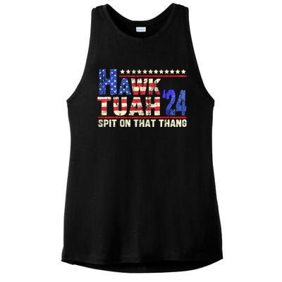 Hawk Tuah 24 Spit On That Thang Funny Saying Ladies PosiCharge Tri-Blend Wicking Tank