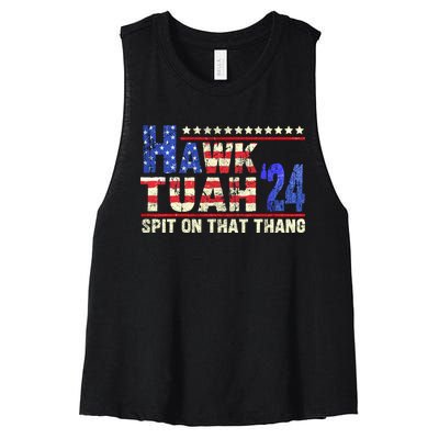 Hawk Tuah 24 Spit On That Thang Funny Saying Women's Racerback Cropped Tank