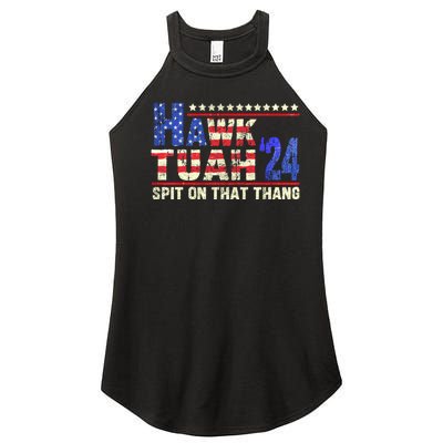 Hawk Tuah 24 Spit On That Thang Funny Saying Women’s Perfect Tri Rocker Tank